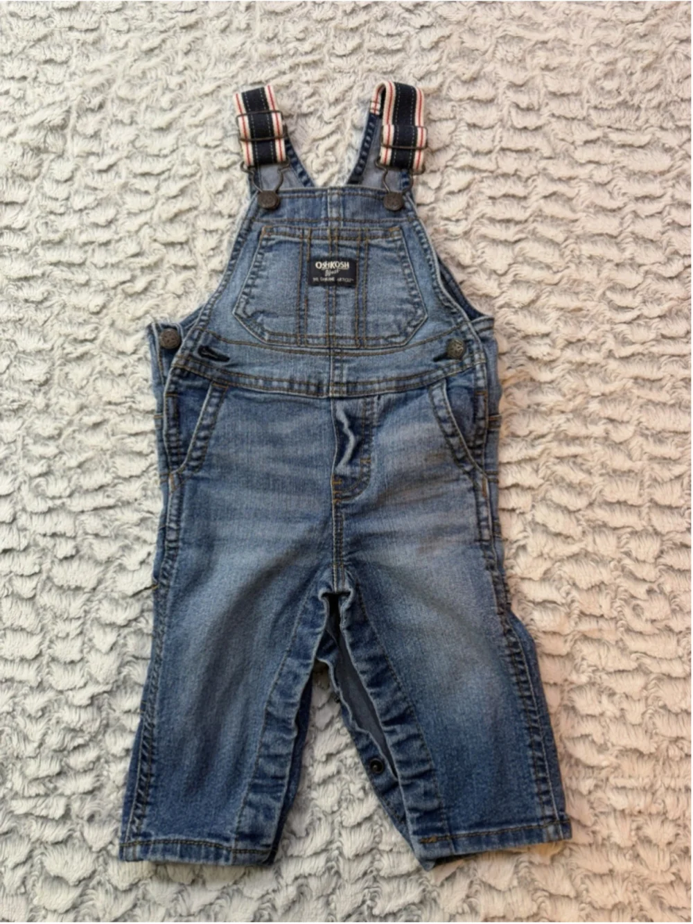 OshKosh B'gosh Baby 3-6M Blue Denim Overall One-Piece Adjustable Straps